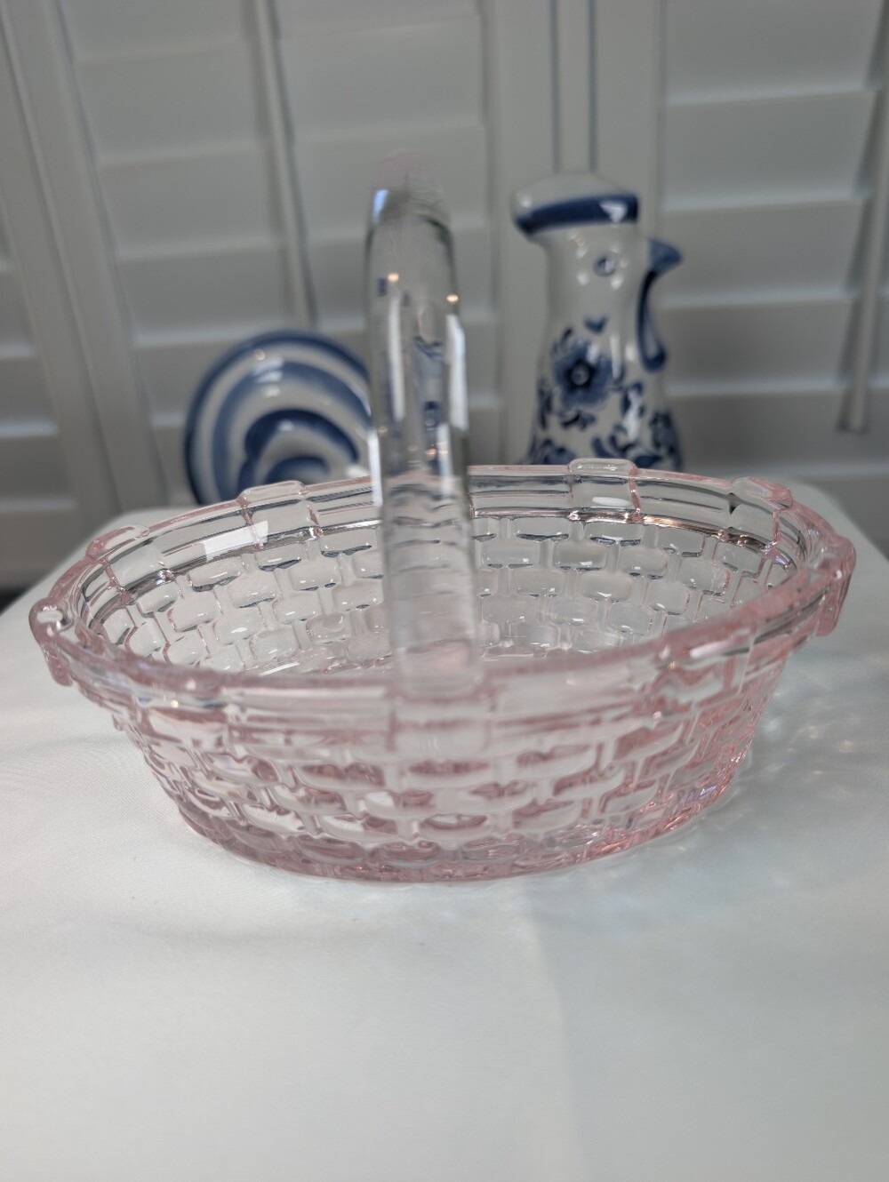 Pink Glass Basket Serving Bowl - Home Bath